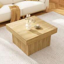 Elegant Wooden Coffee Table With Particleboard Top And MDF Base – Modern Design, Sturdy And Versatile, Ideal For Living Room, Dining Room And Office – 79 X 79 X 46 Cm - Wood Color - View 3