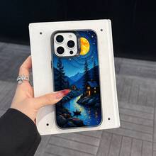 Colorful Silver Apple Phone CasePeaceful Moonlit Night Over A  LakeCompatible With  11 To  17 Models The Cases Lens Protection Function Ensures The Camera Remains Undamaged During Shooting  Guaranteeing Image Quality - 黑色 - 查看 4