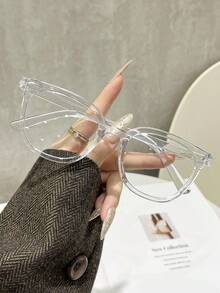 1pc Women Square Full Frame Ins Style Modern Simple Style All-Match Women Clear Glasses For Daily Life Reading Office Back-To-School Essentials Weekend Outfit Decoration Holiday Gift Suitable For All Face Shapes - Clear - View 12