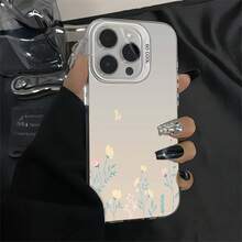 1 Funda de Teléfono Plateada Vibrante con Patrón Floral Colorido, Material TPU, a Prueba de Golpes, Recortes Precisos, Cubierta de Protección Completa para Apple  11/12/13/14/15/16 Pro/16 Pro Max/Plus - Mejor Opción de Regalo para Cumpleaños, para Novia, Novio, Amigos o para Ti Mismo, Cordón para Teléfono, Funda de Teléfono de Gato Brillante, Funda de Teléfono de Estilo Retro, Funda de Teléfono Personalizada de Moda, Diseño Pintado a Mano, Material a Prueba de Golpes, Diseño Impreso UV - Colores mixtos - Ver 2