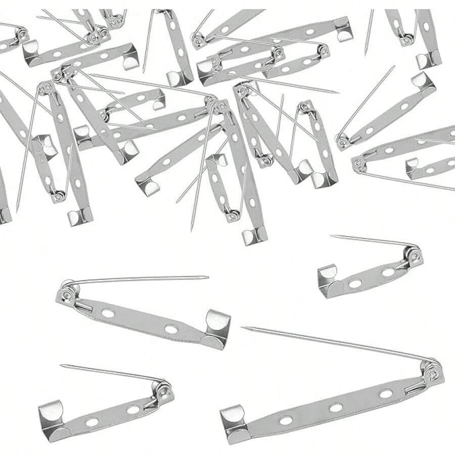 30 Pcs Brooch Pins, 4-Size Pack Of Safety Pins, Silver Secure Back Clasp With Back Bar Fastener(30) - 30_ - Xem 1