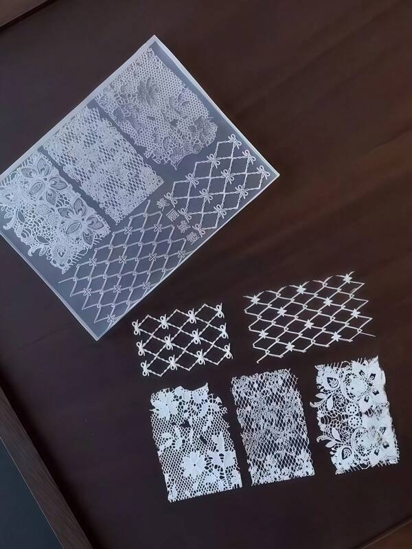 Molde de silicone para unhas com relevo floral em renda, alta transparência, 3D, criativo, faça você mesmo, para arte em unhas