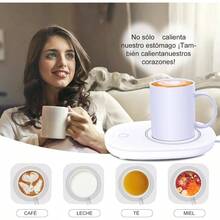 Calentador de Tazas de Caf, Taza de Caf de Acero Inoxidable Calentador Taza ElCtrico, DetecciN Inteligente de Gravedad, Caf Aislado, Agua, Leche, T, Adecuado para La Oficina y El Hogar Verde Oscuro - Taza cálida-blanca - Ver 3