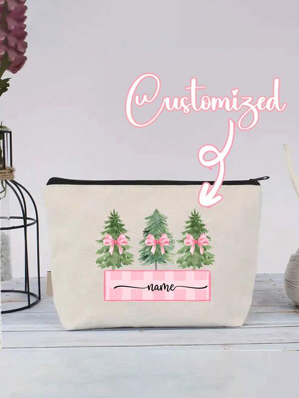 New Makeup Bag With Customized Text For Flower Images, Customizable According To Your Unique Design. The Lightweight And Waterproof Canvas Zipper Makeup Bag Is Also Perfect For Coin Wallets, Pencil Cases, Shopping, Dating, Vacations, Travel, Festivals, Parties, Or As Gifts. The Bathroom Makeup Bag Is Portable And Multifunctional For Female Students In University Dormitories, Beaches, And Summer