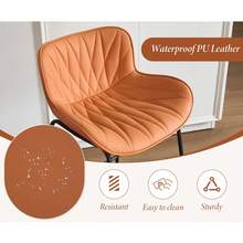 Chairus 2PCS Bar Stools PU Leather Metal Legs Orange (Bar/Kitchen) - Orange - View 4