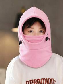 儿童毛绒保暖耳罩围巾二合一帽子,加厚冬季滑雪骑行面罩连帽围巾,男女童均适用 - 彩色 - 查看 5