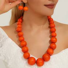 Bohemian Style Vintage Women's Long Beaded Necklace And Earring Set, Unique Women's Jewelry Set