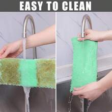 12 Pack Kitchen Dish Cloths (10 X 10 Inches, Cream Yellow), Super Soft And Absorbent Coral Velvet Dish Towels, Nonstick Oil Fast Drying Microfiber Cleaning Cloth, No Lint Household Dishcloths, 2025 - 綠色 - 查看 5