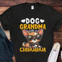 Dog Grandma with a Chihuahua T-  Proud Chihuahua Grandma   Gift for Chihuahua Owners  Chihuahua Lover - Negro - Ver 1