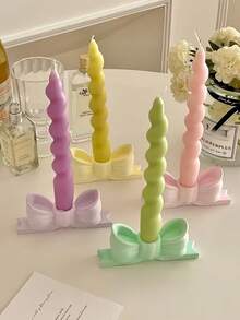 1pc Creative Gypsum Bow-Knot Candlestick Home Decor, Bedroom Tabletop Figurine, Long Stem Aromatic Candle, /Valentine's Day Decor,Gifts Birthday Graduation Christmas Decorations Room Decor Christmas, Christmas Gifts