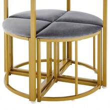 Dining Table & Chair Sets - White+Gray + MDF+Metal + Seats 4 - View 8