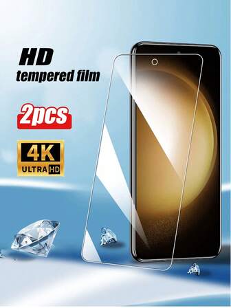 2 piezas de protector de pantalla de vidrio templado de alta definición, compatible con Samsung Galaxy A13/A14 5G/A23/A34/A54/A15/A35/S23 FE, resistente a los arañazos, anti-caída, a prueba de roturas