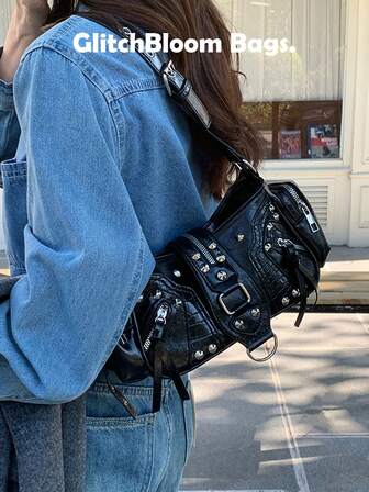 Bolso de axila versátil de moda Y2K para otoño/invierno, nuevo y dulce para chicas calientes, diseño de nicho de bolso de motocicleta, bolso bandolera cruzado retro para mujeres