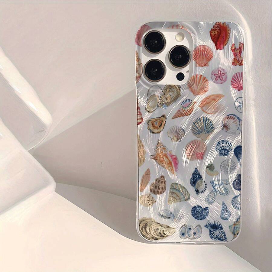 1 Funda de Teléfono Transparente IMD Suave con Patrón de Concha Colorida, Impermeable, Antihuellas y Antirrayas, Compatible con iPhone 16/16 Plus/16 Pro/16 Pro Max/15/15 Plus/15 Pro/15 Pro Max/14/14 Plus/14 Pro/14 Pro Max/13/13 Pro/13 Pro Max/12/12 Pro/12 Pro Max/11/11 Pro Max/11 Pro - Colores mixtos - Ver 1