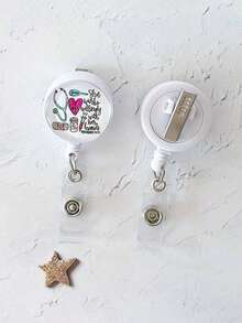 1pc ABS Full Flat Epoxy Resin Nurse Cap, Stethoscope, Tape Retractable Badge Reel, Doctor/Nurse ID Badge Holder - Multicolor - View 9