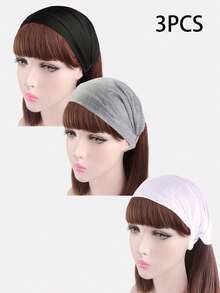 Bộ 3 băng đô co giãn dành cho nữ, thích hợp sử dụng hàng ngày, khăn bandana nữ, phụ kiện tóc mùa đông, băng đô mùa đông, khăn choàng đầu ấm áp cho nữ - Nhiều màu - Xem 13