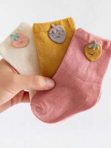 3 Pairs Thick Cartoon Baby Warm Mid-Calf Socks