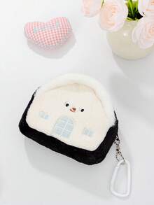 1 Piece Girls'Cute Furry Coin Purse House-Shaped Coin Wallet Mini Money Bag With Key Chain Embroidery Pattern Change Purse Cartoon Expression Pattern Card Bag Soft Plush Bluetooth Earphones Storage Bag Portable Small Hanging Bag Accessories Bag Schoolbag Pendant Lovely Coin Pouches Cute House Wallets For Children Multi-Functional Small Items Storage Bag For Daily Use - Multicolor - View 13