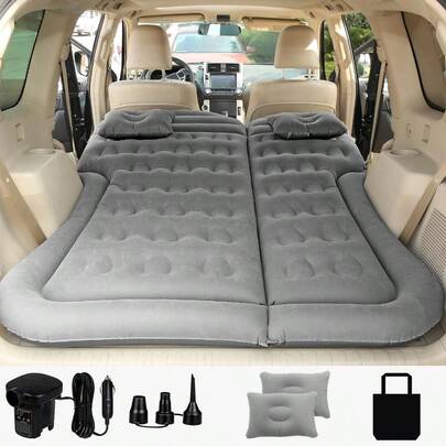 Car Inflatable BedColchón inflable Saygogo para SUV cama para campamento cojín almohada grueso con bomba de aire eléctrica portátil almohadilla para dormir para la casa el auto viajes campamento versión mejorada color grisCar Inflatable Bed