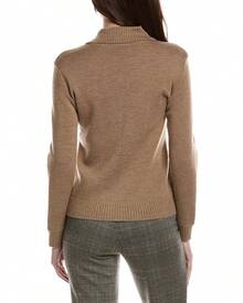 Bruno Magli Merino Wool Epaulet Sweater Jacket - Tan - View 3