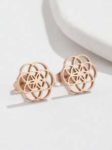 1 Paar Edelstahl Cut Out geometrische Blumen Ohrringe, süße runde Titan-Stahl Ohrringe, 304 Hypoallergen Ohrringe für Frauen, geeignet für den täglichen Gebrauch, Festivals und Dates, perfektes Geschenk für Freunde und Familie