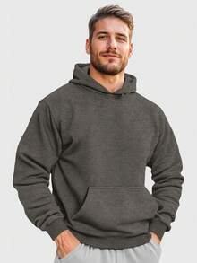 Men's Plain  Sweatshirt And Pants Set, Various Colors, No Print - Dark Grey - View 2