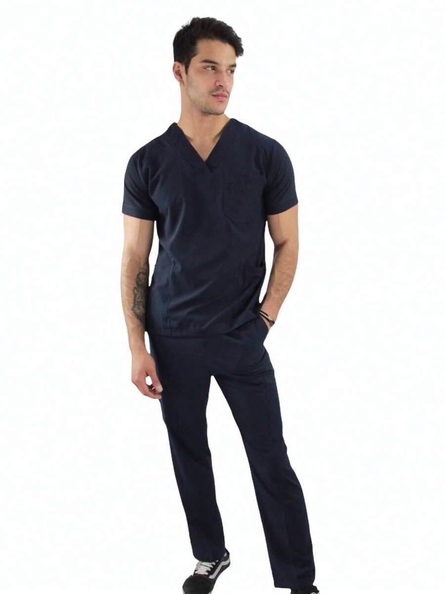SOULMATE Pijama Quirúrgica Hombre Boston - Azul Marino - Ver 1