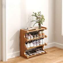 1 Piece 3/4 Tier Shoe Rack - Space Saving, Easy Assembly, Freestanding Shelves, Suitable For Dorms And Apartments, Great For Entryway Organization, Shoe Storage, Desk And Drawer Organizer, Ideal Home Storage Solution - Brown - View 7