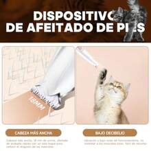 DOTOTO Electrico Clipper para Perros y GatosCortapelo para Mascotas con luz LED IPX7 impermeable Cortapelos con luz LED y Peine para Mascotas - blanco - Ver 7
