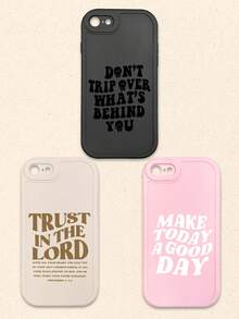 3pcs Inspirational & Christian-Themed Black/Beige/Pink Phone Cases, Compatible With IPhone & Galaxy,International Version, Not The Domestic Version - Multicolor - View 33