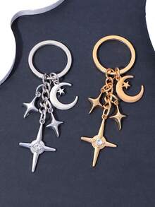 1pc Star & Moon Pattern Bag Charm, Bag Accessory, Keychain, Wallet Decor, Minimalist & Fashionable, Suitable For Dates, Gatherings, Parties, Great Gift For Women, Girlfriend, Birthday, Christmas Car Accessories For Woman