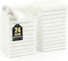 12 Pack Kitchen Dish Cloths (10 X 10 Inches, Cream Yellow), Super Soft And Absorbent Coral Velvet Dish Towels, Nonstick Oil Fast Drying Microfiber Cleaning Cloth, No Lint Household Dishcloths, 2025 - 白色 - 查看 10