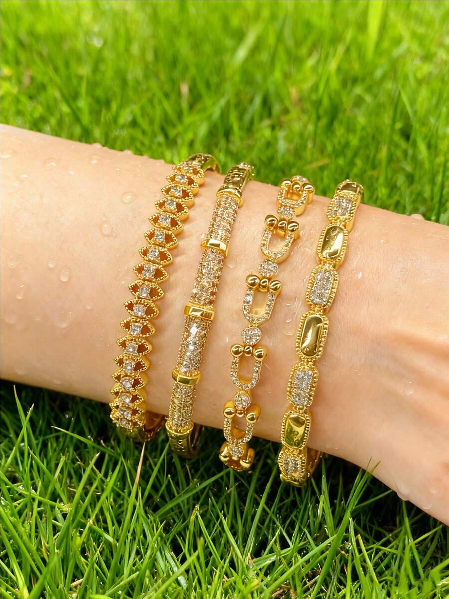 1/4 Pulsera de estilo minimalista y puro, diseño ultra simple, accesorio para mujer, lavable, adecuado para la escuela y la biblioteca, perfecto para todas las estaciones, un excelente regalo - Estilo 3 - Ver 1