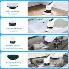 2025 Motorized Rotary Cleaning Brush, 2-Speed Adjustable Cordless Power Scrubber, Adjustable And Removable Handle With 9 Replaceable Brush Heads For Floors, Bathrooms, Tubs And Tiles, Household Cleaning Supplies, Holiday Gift White - 橘色 - 查看 5
