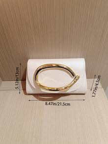 1 Túi cầm tay mini trang trí kim loại thời trang, Túi xách nữ đính thanh kim loại sáng bóng thanh lịch, Cảm giác sang trọng cho trang phục dạ hội, tiệc tùng, đám cưới, vũ hội, Bao gồm dây xích kim loại - trắng - Xem 6