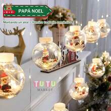 Cascada De Esfera Mágica Navidad,Bola de deseo de navidad cortina led cuerda de luces árbol de navidad accesorios colgantes aleros del hogar fiesta de decoración colgante,Decoración Luminosa de Navidad, Año Nuevo y Festivales - Amarillo - Ver 5