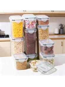 2/4 Piece Airtight Food Storage Containers, Plastic Spaghetti Containers With Lids, For Kitchen Pantry Organization And Storage, Include Labels And Pen - White - View 4