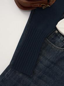 Women's Casual Cute Short Zip-Up Hooded Fitted Knit Cardigan Top, Drawstring Long Sleeve Everyday Commute Versatile Knit Jacket, Autumn/Winter Street Style Y2K - Blue - View 7