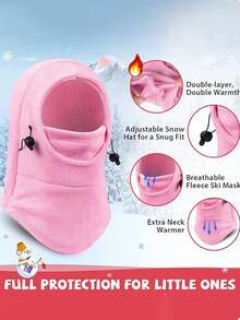 儿童毛绒保暖耳罩围巾二合一帽子,加厚冬季滑雪骑行面罩连帽围巾,男女童均适用 - 彩色 - 查看 9