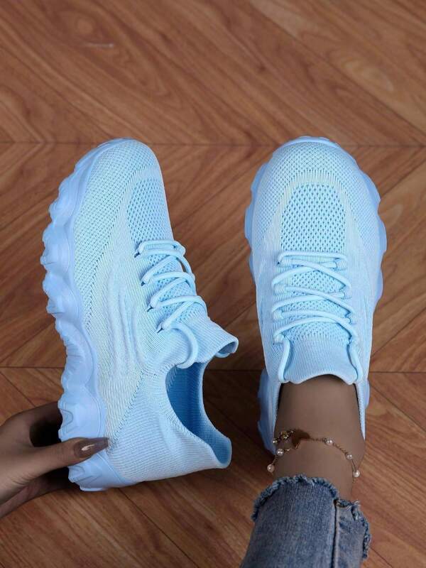 Damskie buty sportowe na co dzień, cholewka z materiału, wygodne, oddychające, sznurowane, gruba podeszwa, modne i uniwersalne, dostępne kolory, buty sportowe, buty do biegania, buty skarpetkowe, odpowiednie na każdą porę roku