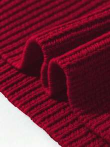 EAVA 秋冬韩版简约圆领毛衣，优雅宽松百搭喇叭袖侧开衩套头针织衫，适合女性，情人节，情人节女装，情人节服装