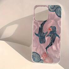 1 Funda de Teléfono Transparente IMD Suave con Diseño de Coral y Patrón de Tiburón de Verano, Impermeable, Anti-Huellas, Anti-Arañazos, Compatible con  16/16 Plus/16 Pro/16 Pro Max/ 15/15 Plus/15 Pro/15 Pro Max/ 14/14 Plus/14 Pro/14 Pro Max/ 13/13 Pro/13 Pro Max/ 12/12 Pro/12 Pro Max/ 11/11 Pro Max/11 Pro - Colores mixtos - Ver 5