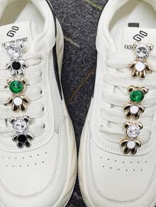 2件装奢华金色银色树脂眼镜兔鞋带挂饰装饰闪亮水钻小熊鞋带扣配件DIY可拆卸鞋夹饰品,适用于女士系带运动鞋靴子,圣诞节万圣节情人节生日节日派对礼物(不含鞋子) - 彩色 - 查看 6