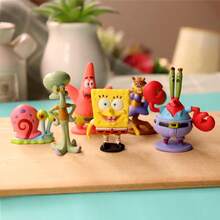 Bộ 6 búp bê nhồi bông SpongeBob Squarepants, hình sao biển, bạch tuộc, đồ trang trí, quà tặng ngày lễ, trang trí xe hơi, được vẽ tay với một vài lỗi nhỏ. - Nhiều màu - Xem 2