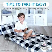 Car Inflatable BedButterfly Craze - Funda de almohada de piso funda de colchón para tumbona negro/blanco tamaño queen acogedora solución de asiento para niños y adultos cojín reclinable para lectura hora deCar Inflatable Bed - ReinaNegroBlanco - Ver 6