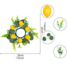 Artificial Lemon Candle Ring Spring Faux Greenery Candle Wreath Table Centerpieces For Home Holiday Party - Multicolor - View 2