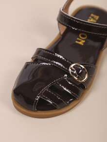 Girls' Outdoor Sandals, Summer New Style, Round Toe Hollow Rhinestone Sticker, Non-Slip, Fashionable & Elegant, Children Flat Beach Sandals - Burgundy - View 7