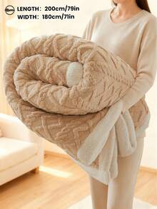 1pc Taffeta Trim Solid Color Plush Blanket, Super Soft Lightweight Comfortable Warm, Easy Care, Home Essential, Home Textile, Multiple Colors Or Sizes Available, Sofa Decoration, Room Decor, Back To School Multi-Purpose Blanket - Multicolor - View 16