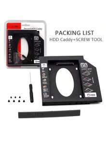 Caja de Unidad Óptica de Plástico de 12.7mm de Grosor Adaptador de Unidad Óptica SATA Unidad de Disco Duro CD/DVD-ROM Bahía de Unidad Óptica Bahía de Unidad de Disco Duro para Laptop - Negro - Ver 3