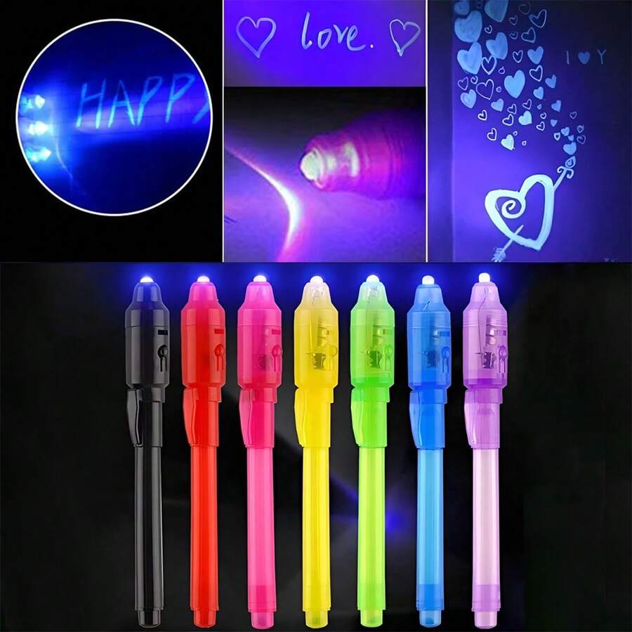 1支/套 荧光笔，魔幻紫色二合一紫外线黑光组合绘图笔（带紫外线灯），间谍记号笔，文具，派对礼物，创意礼物，复活节/万圣节/圣诞节礼物，生日礼物